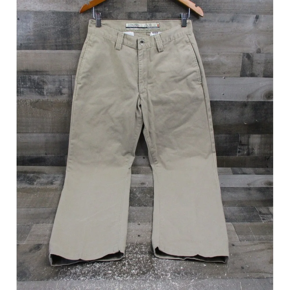 Vintage Levis SilverTab Khaki Pants Mens 29x32 Beige Loose Fit Baggy 90s Y2K
